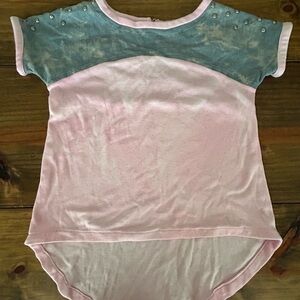 ✨Pink and Blue Kids Shirt with Stud Accents